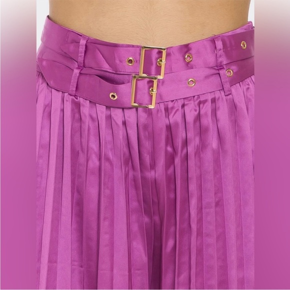 NWT! Elegant Purple Women's Wide-Leg With Belt High Waist Pants - Picture 3 of 4